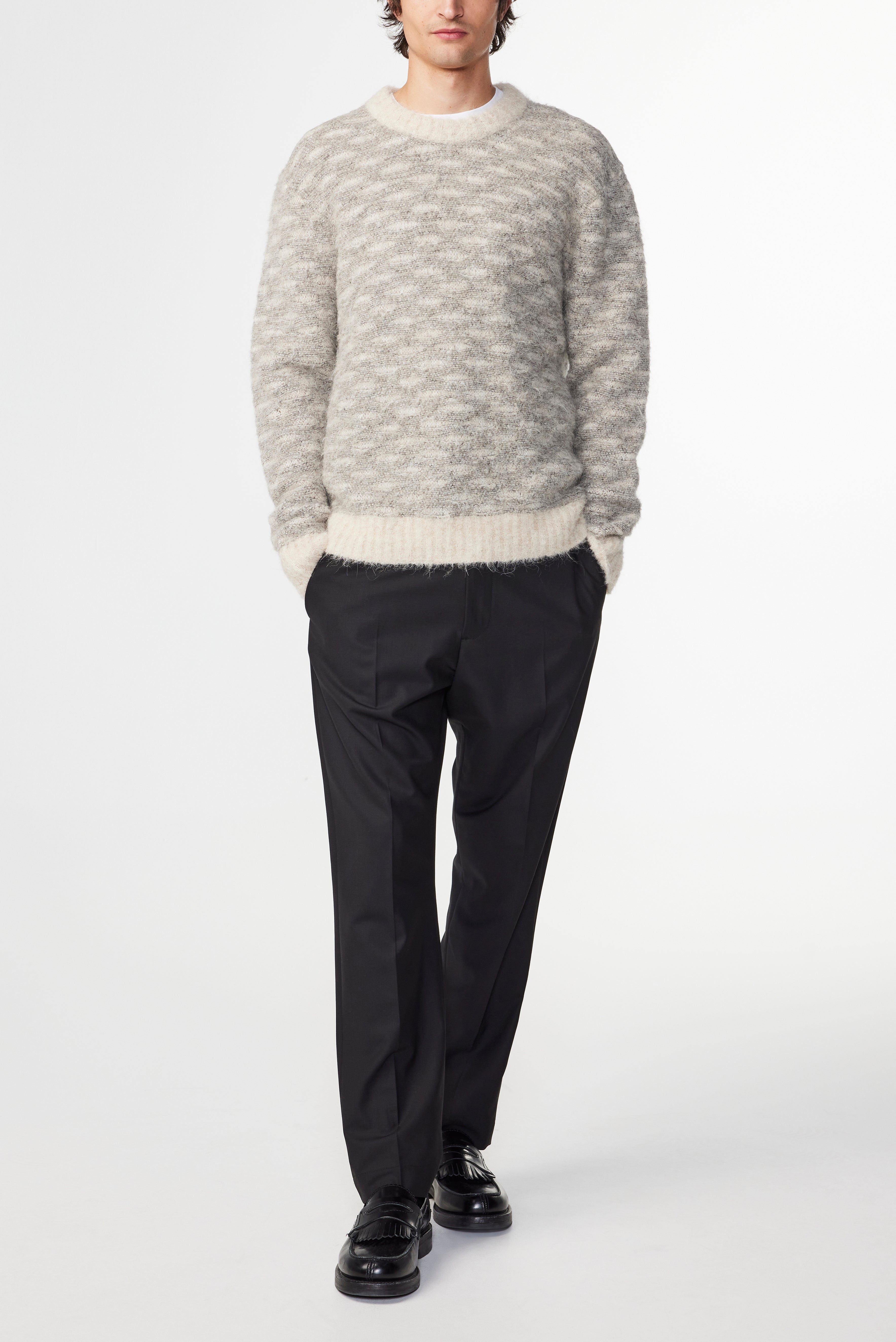 NN07 Zackarias Crew 6653 in Grey Melange | Buster McGee