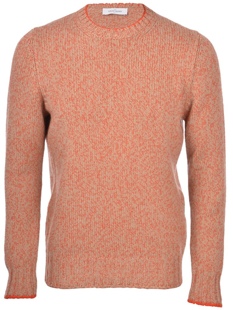 Gran Sasso - Lambswool Crewneck Sweater in Orange Fleck | Buster McGee