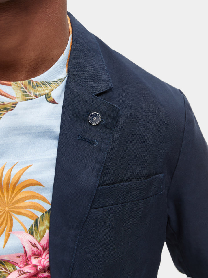 Unconstructed Single-Breasted Blazer in Navy | Buster McGee