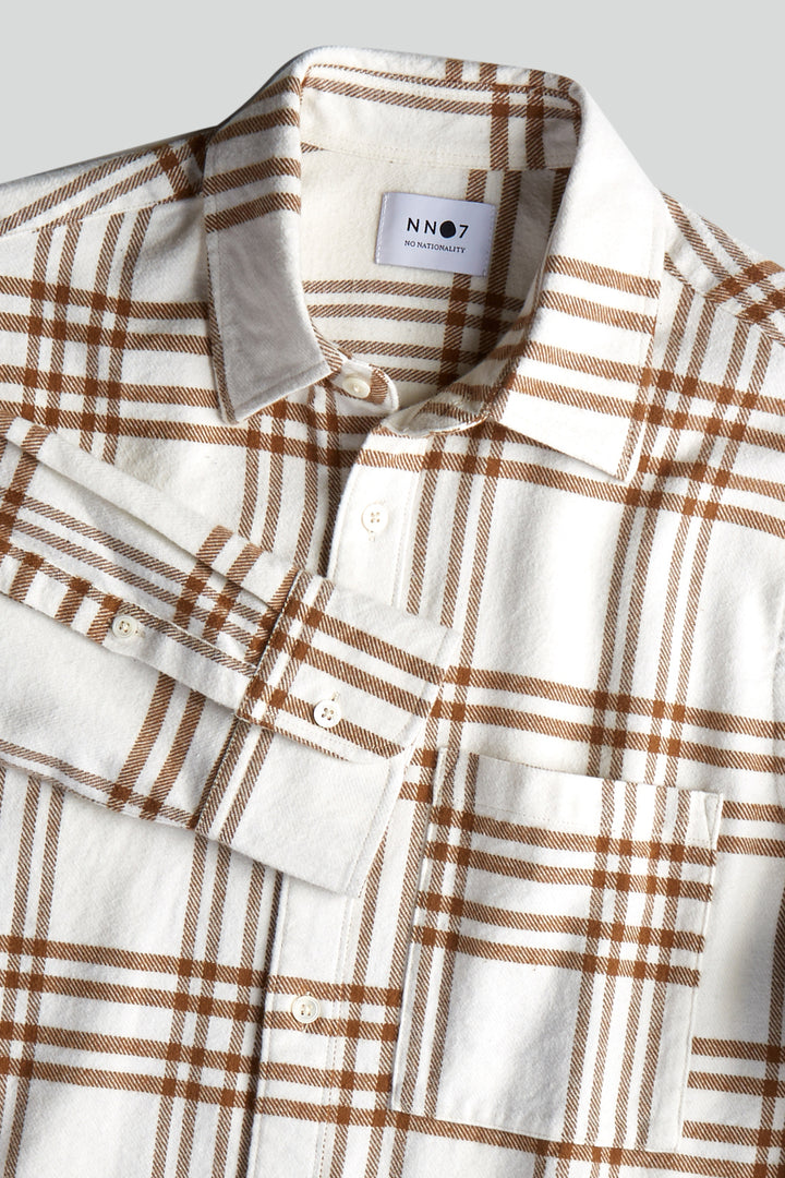 NN07 - New Arne 5166 Cotton Blend Check Shirt in Camel | Buster McGee