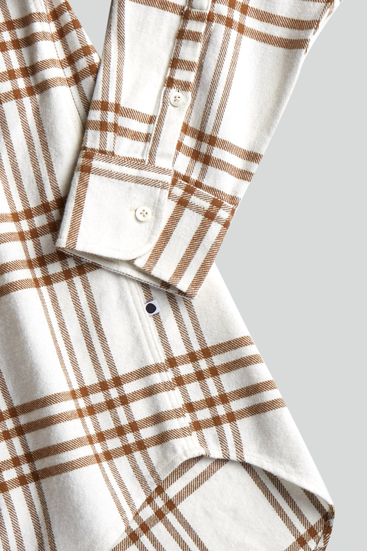 NN07 - New Arne 5166 Cotton Blend Check Shirt in Camel | Buster McGee