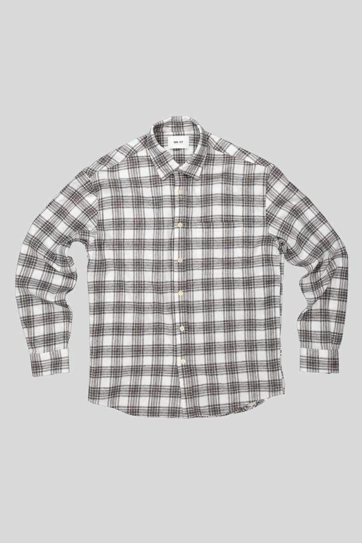 NN07 - Deon 5465 Cotton Flannel Shirt in Creme Check | Buster McGee