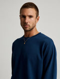 Mr Simple Fair Trade Crew Neck Fleece in Washed Indigo