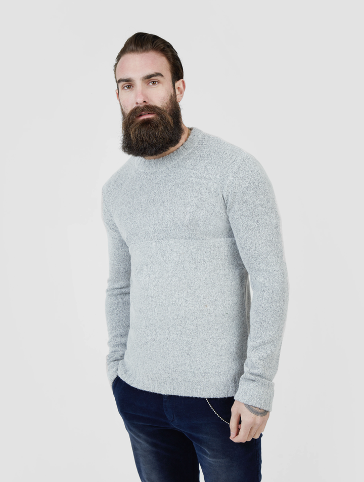 Pearly King Nevis Mohair Mix Knit Jumper in Light Grey