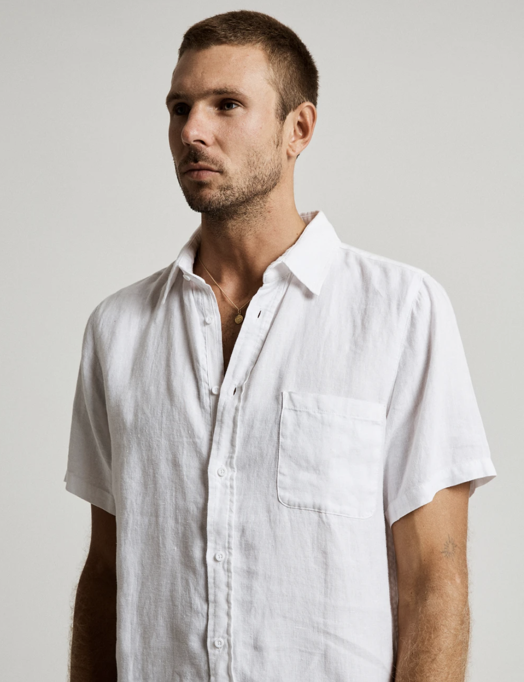 Mr Simple Linen Short Sleeve Shirt -  White | Buster McGee Daylesford