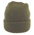 Fishermans Rib Double Knit Ragg Wool Beanie in Khaki