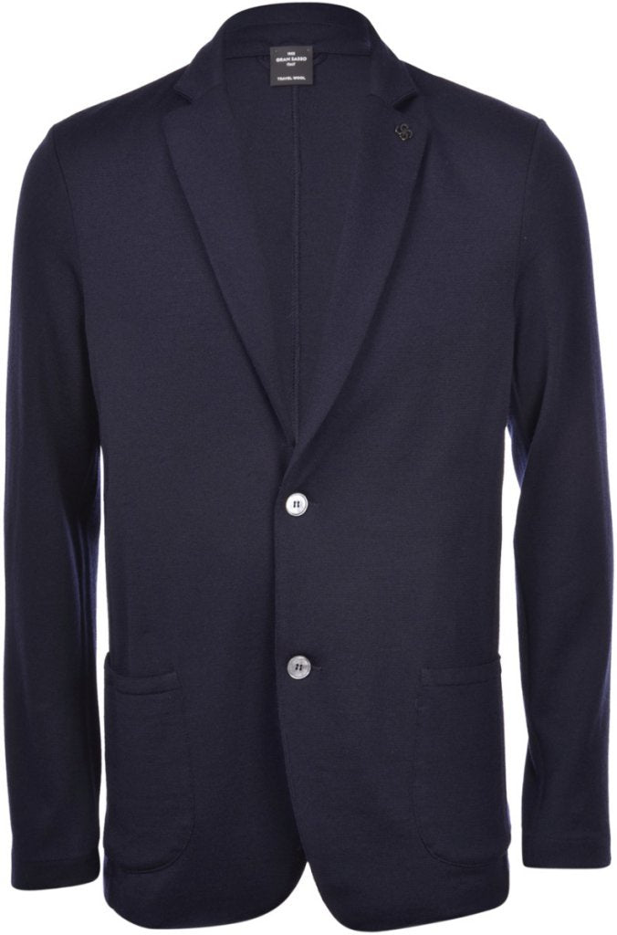 Gran Sasso - Travel Wool Knit Jacket in Navy | Buster McGee 
