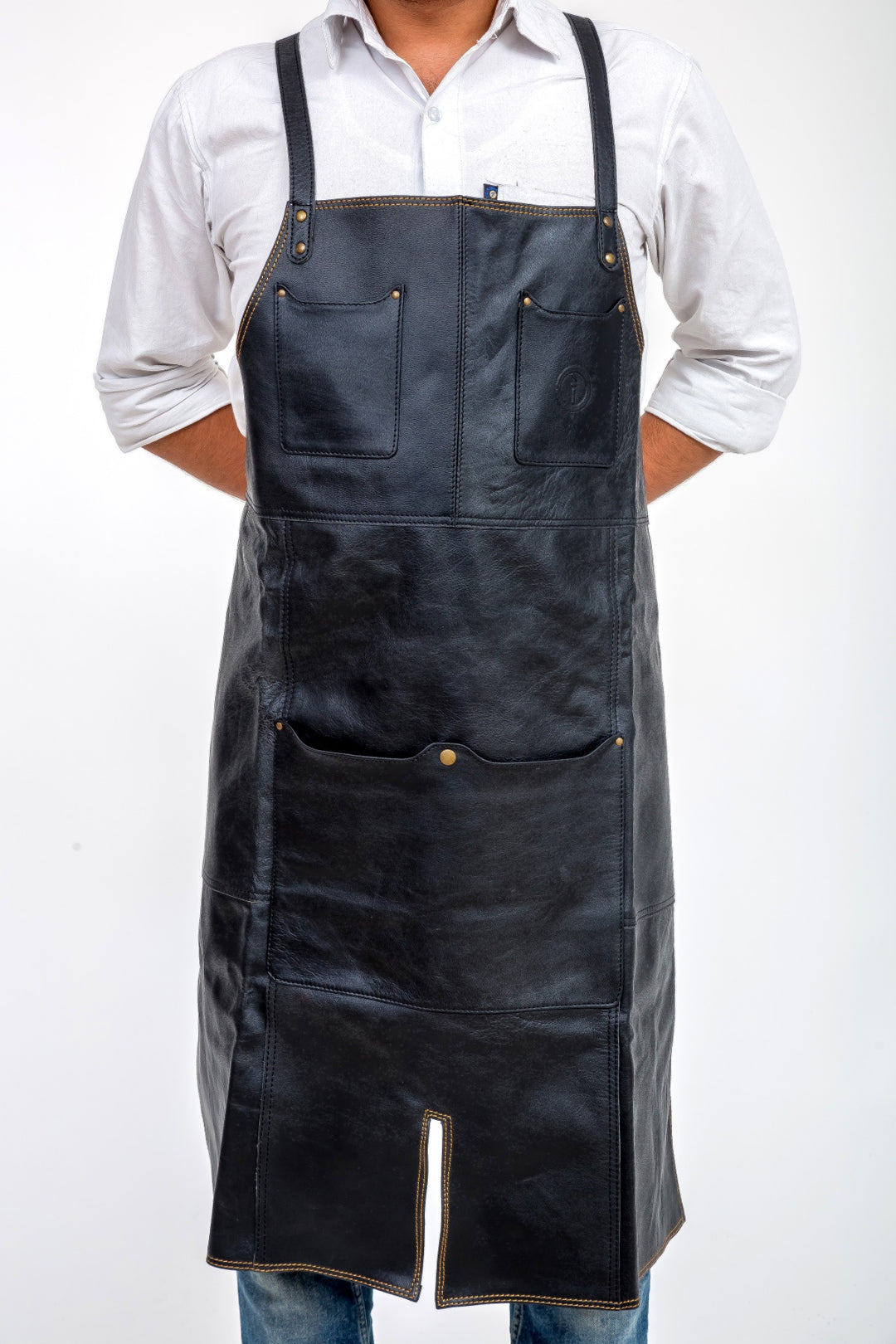 Indepal - Oliver Leather Apron in Black Leather | Buster McGee Daylesford