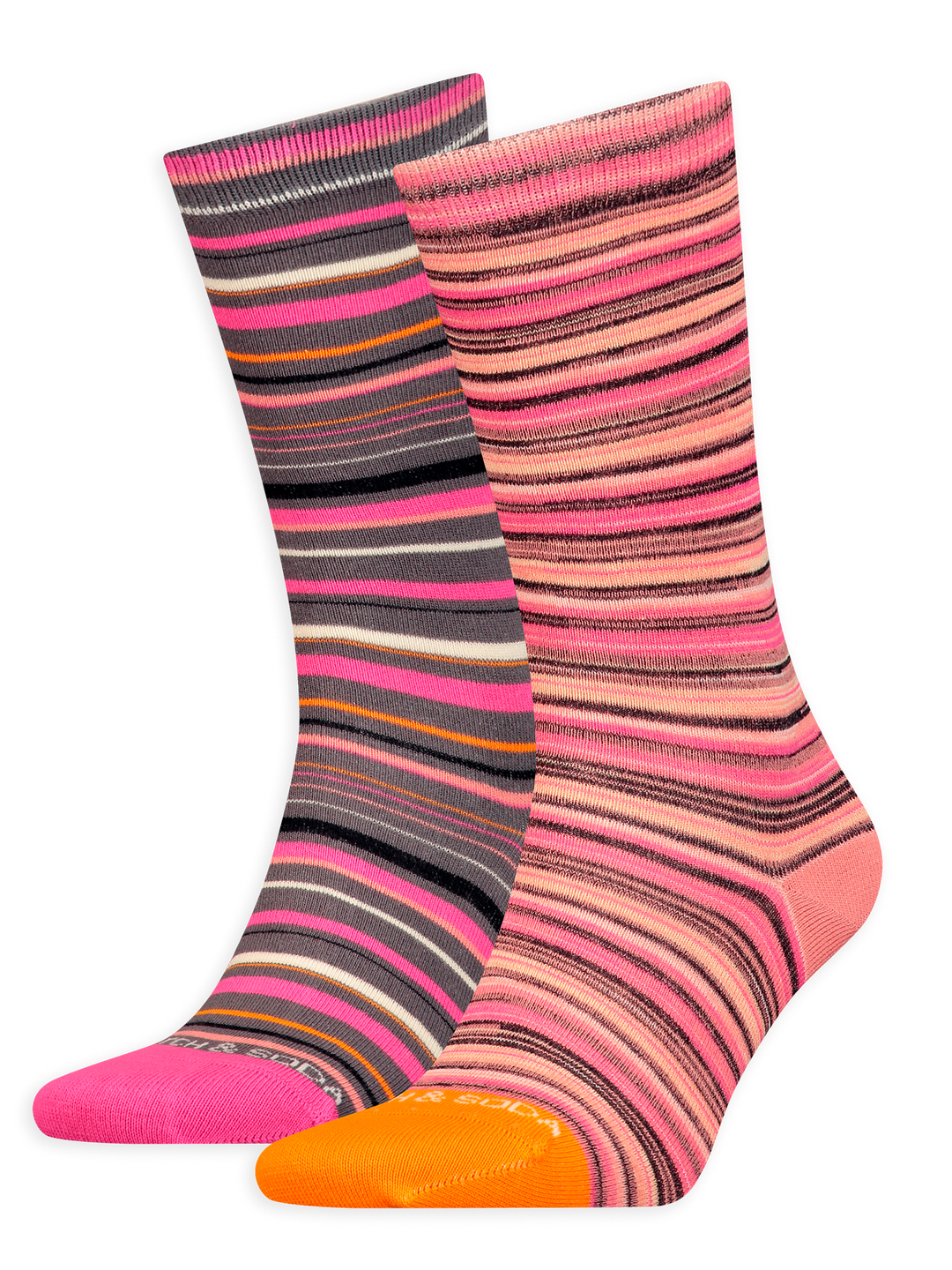 Stripe on Stripe Socks 2 Pack in Pink Grey | Buster McGee