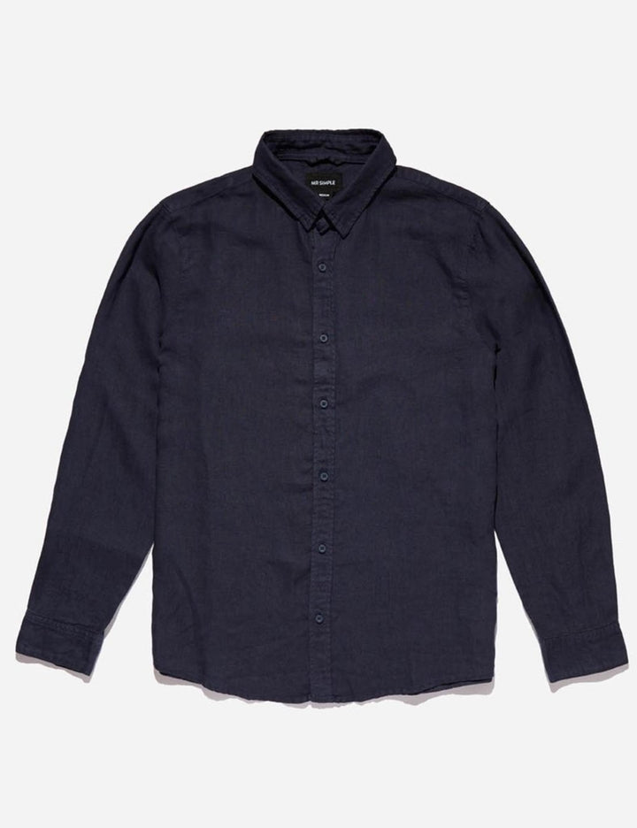 Mr Simple Linen Long Sleeve Shirt / Navy