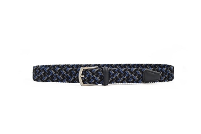 Anderson's Multi-Colour Stretch Woven Belt in Navy/Grey/Black/Blue | Buster McGee Daylesford