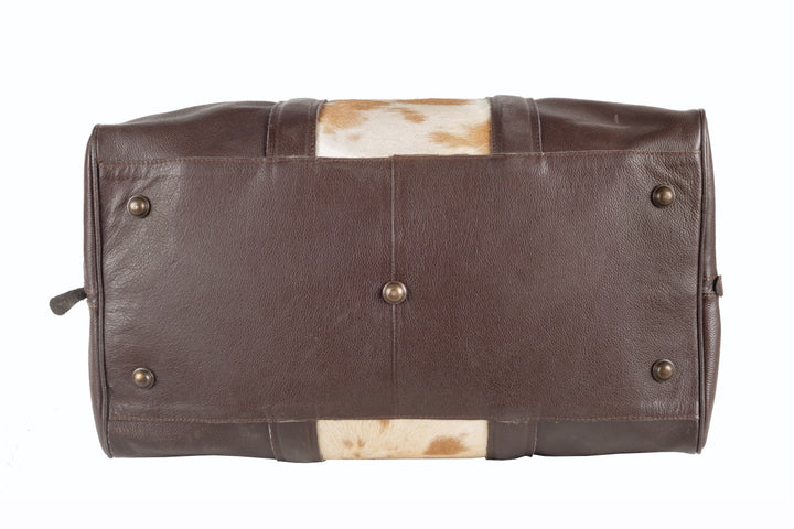 Beckwith Duffle with Brown/White Cow Hide Panel