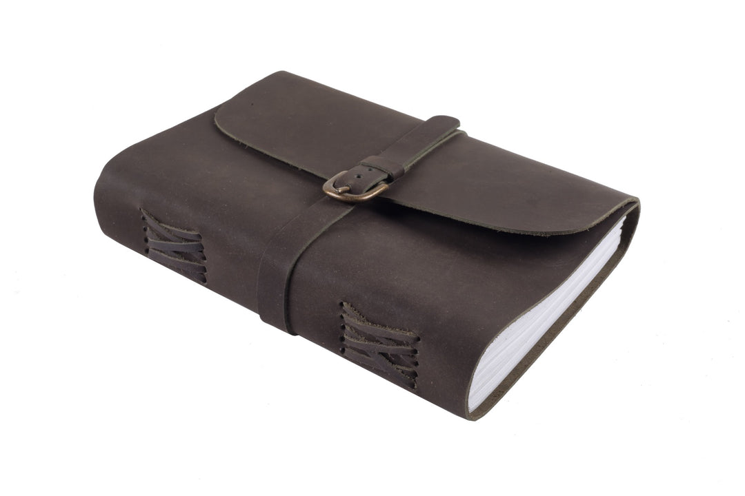 Indepal - Leather Journal - Buckle A5 in Charcoal Leather | Buster McGee 