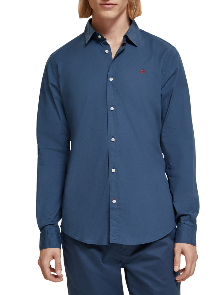 Essential Slim Fit Poplin Shirt in Storm Blue | Buster McGee