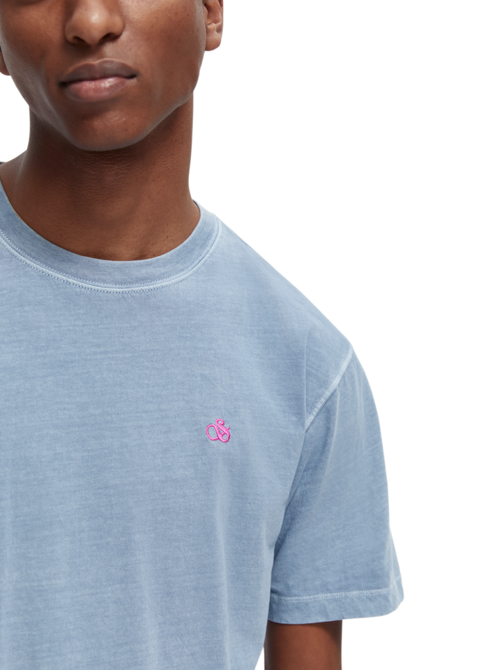 Garment Dyed Crewneck Tee with Logo in Cosmos Blue | Buster McGee