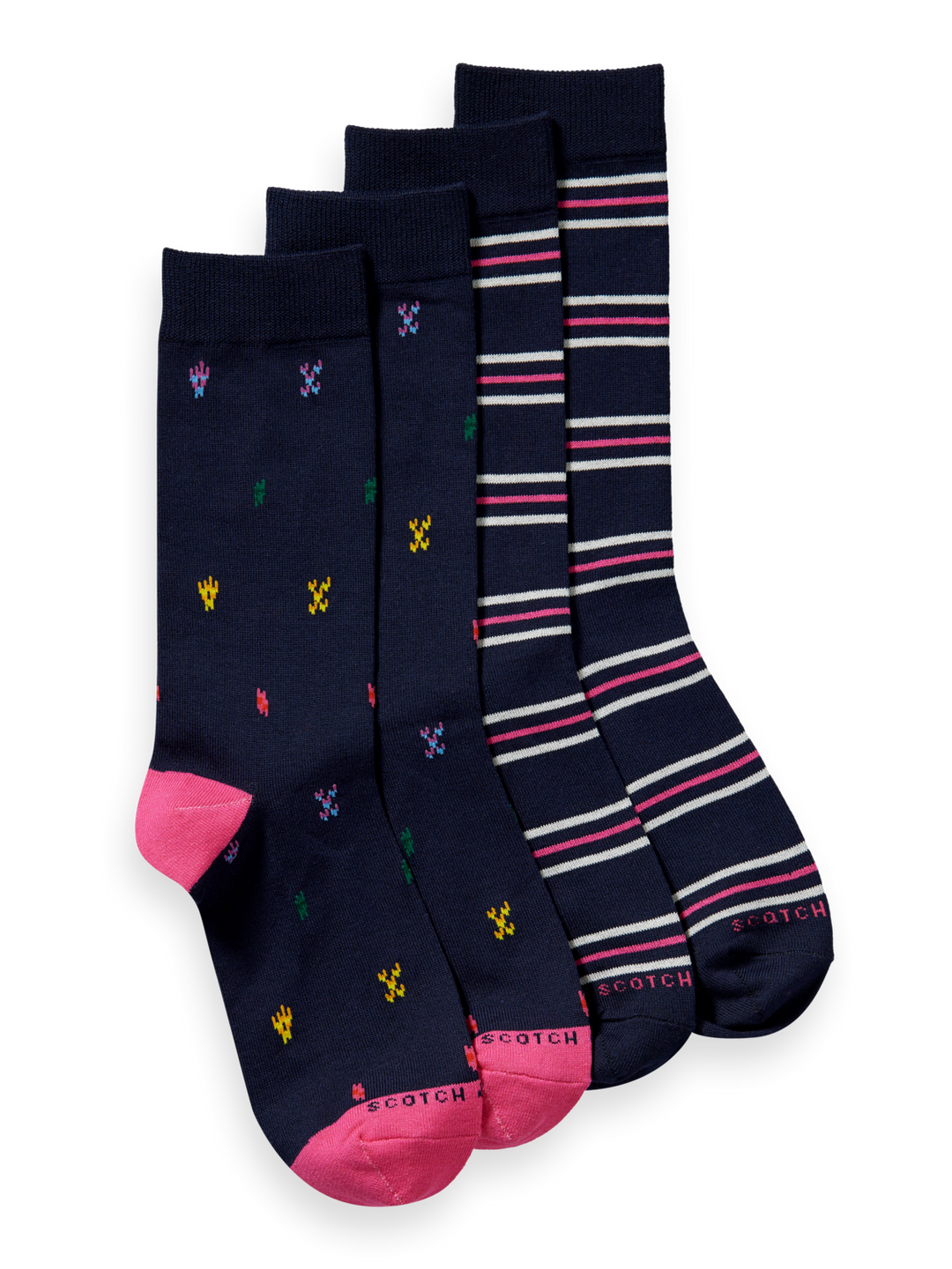 Cotton-Blend Jacquard Print Socks Combo A 0217 2-Pack | Buster McGee