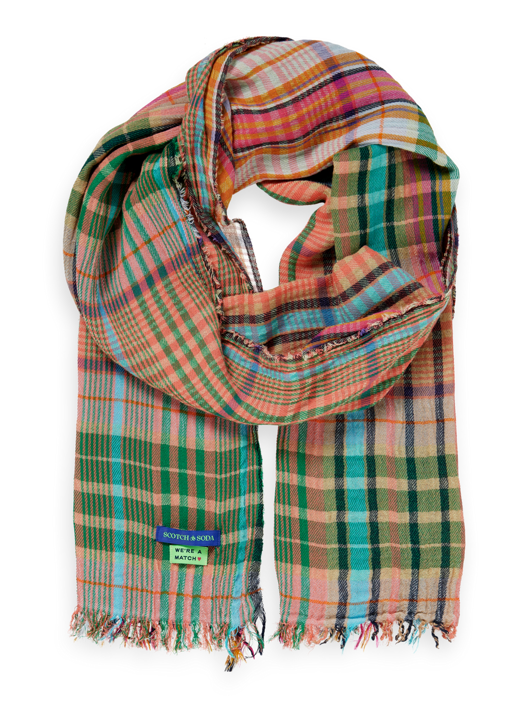 Lightweight Woven Wool-Blend Check Scarf Combo A 0217 | Buster McGee