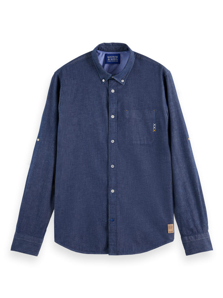 Stretch Chambray Shirt in Indigo | Buster McGee