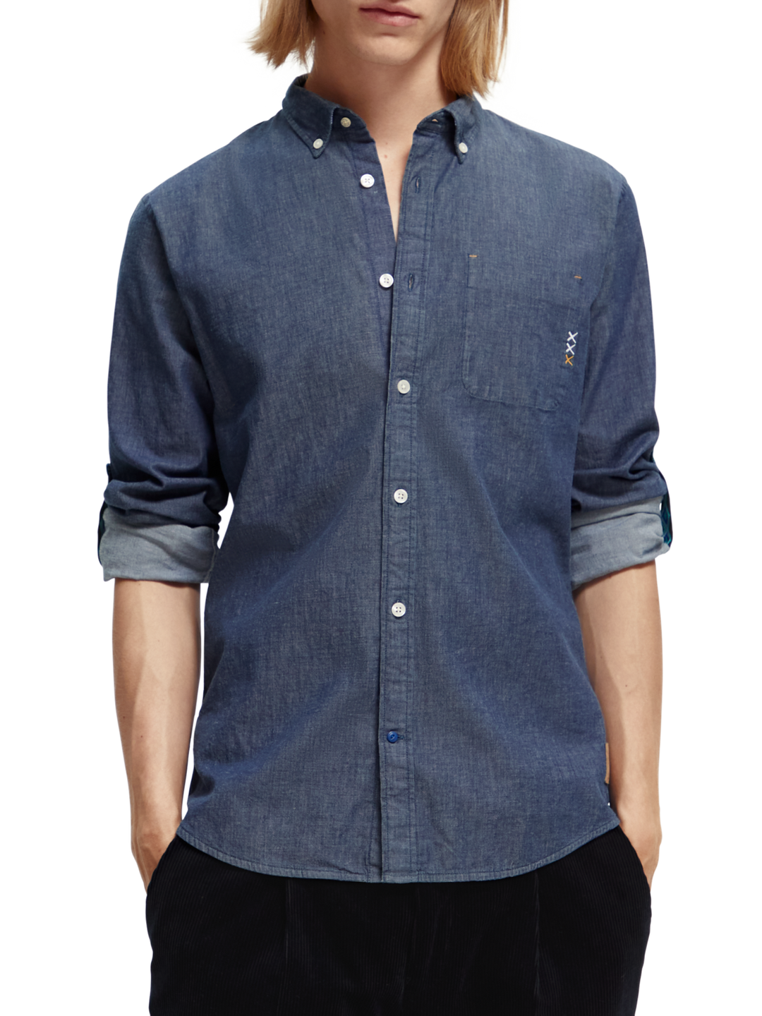 Stretch Chambray Shirt in Indigo | Buster McGee