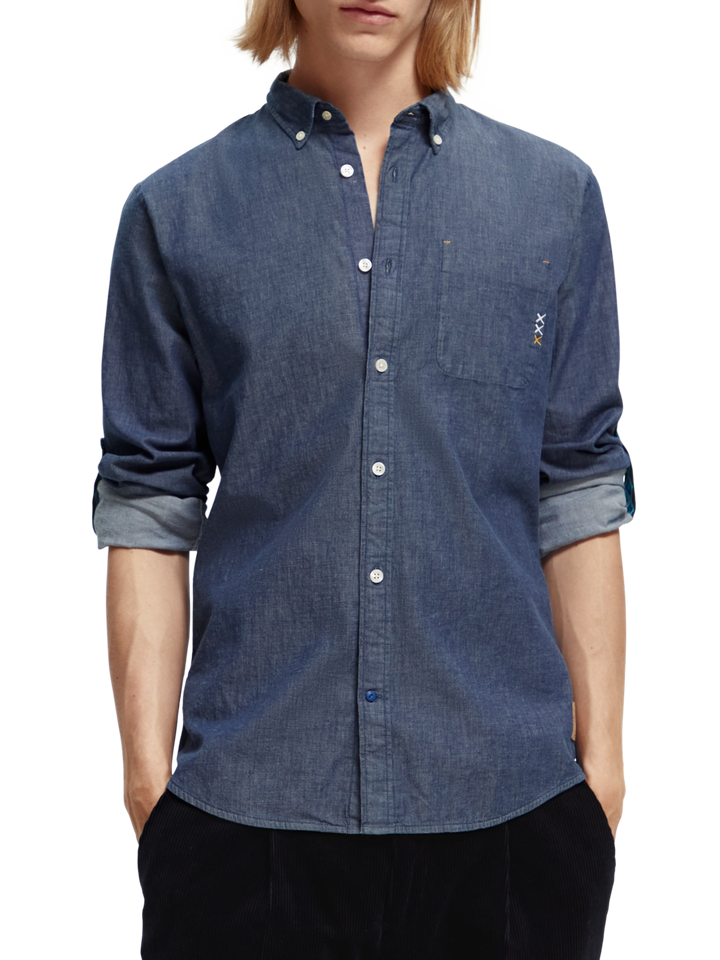 Stretch Chambray Shirt in Indigo | Buster McGee