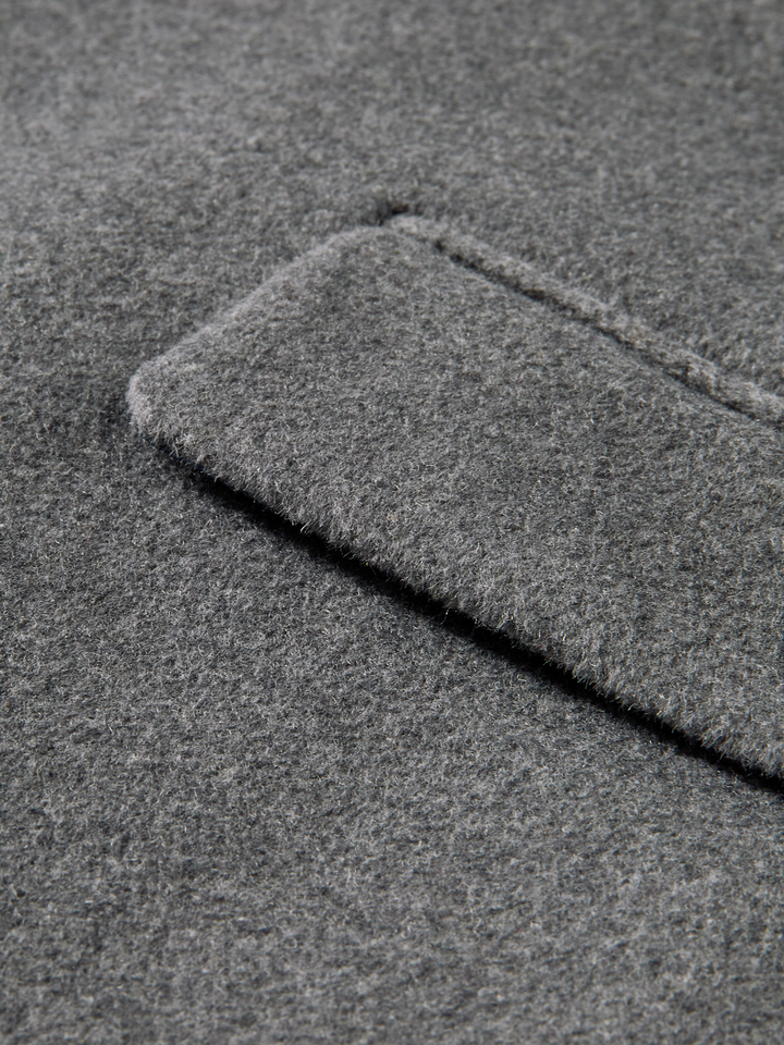 Classic Wool Blend Overcoat in Grey Melange | Buster McGee
