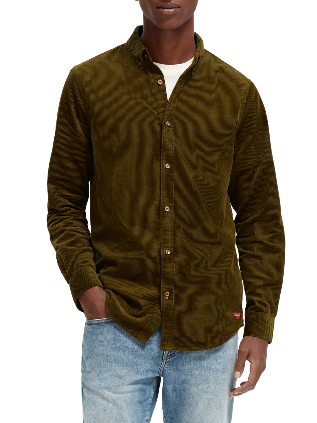 Regular Fit Corduroy Shirt in  Military | Buster McGee