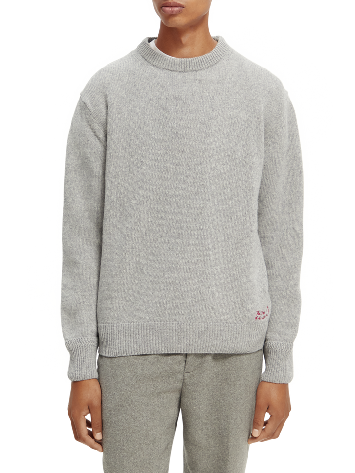 Recycled Wool Crewneck Sweater in Grey Melange | Buster McGee