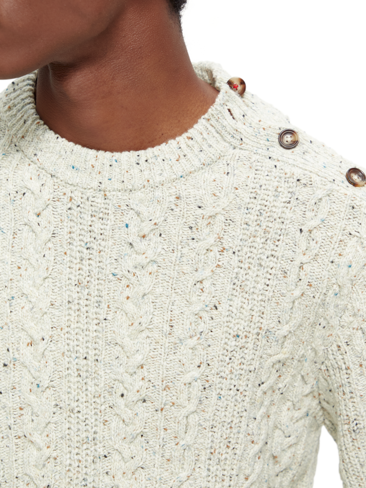 Cable Knit Wool Blend Sweater in Kit Melange | Buster McGee