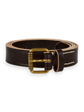 Leather Belt with Raw Edge in Black | Buster McGee