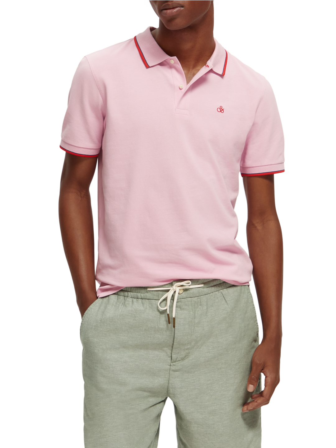 Classic Polo with Tipping in Stone Pink | Buster McGee Daylesford