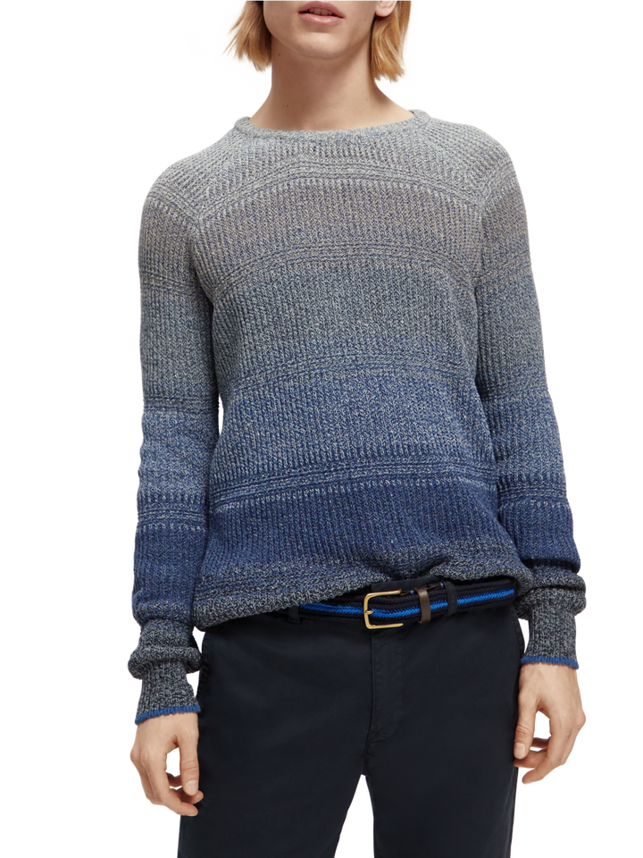 Eternal Blauw Knitted Crewneck in Indigo Stripe | Buster McGee