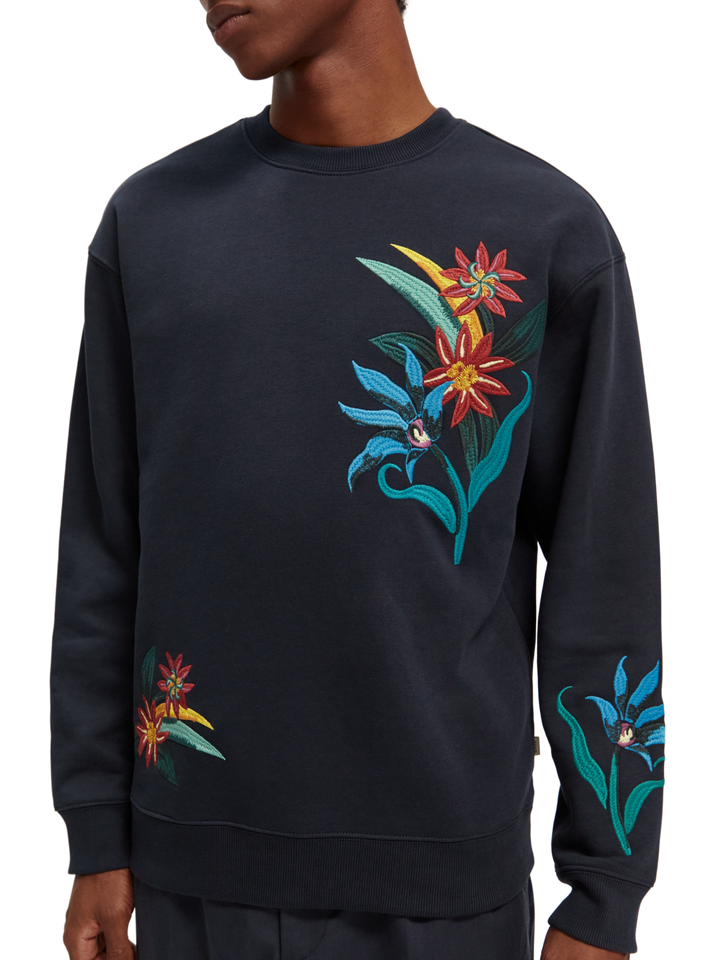 Embroidered Crewneck Sweatshirt in Night | Buster McGee