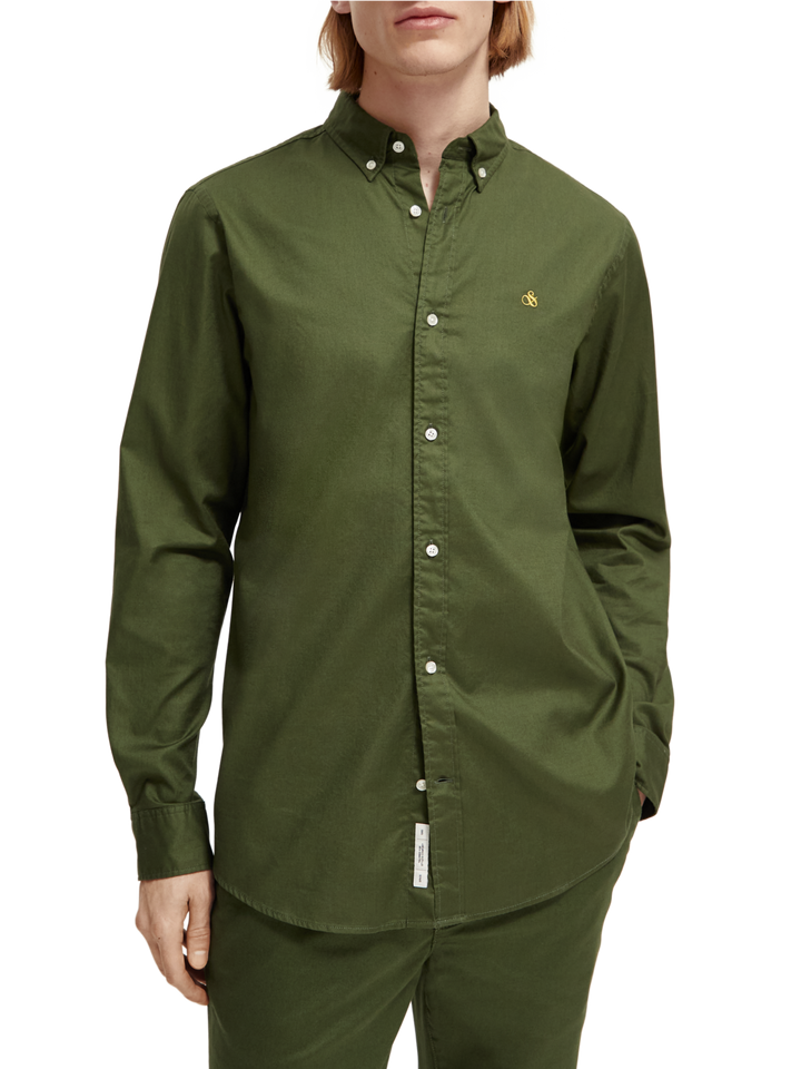 Regular Fit Organic Cotton Oxford Shirt in Field Green | Buster McGee