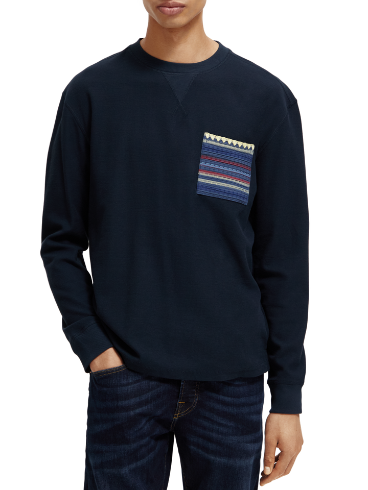 Structured Waffle Long Sleeve Shirt in Night | Buster McGee