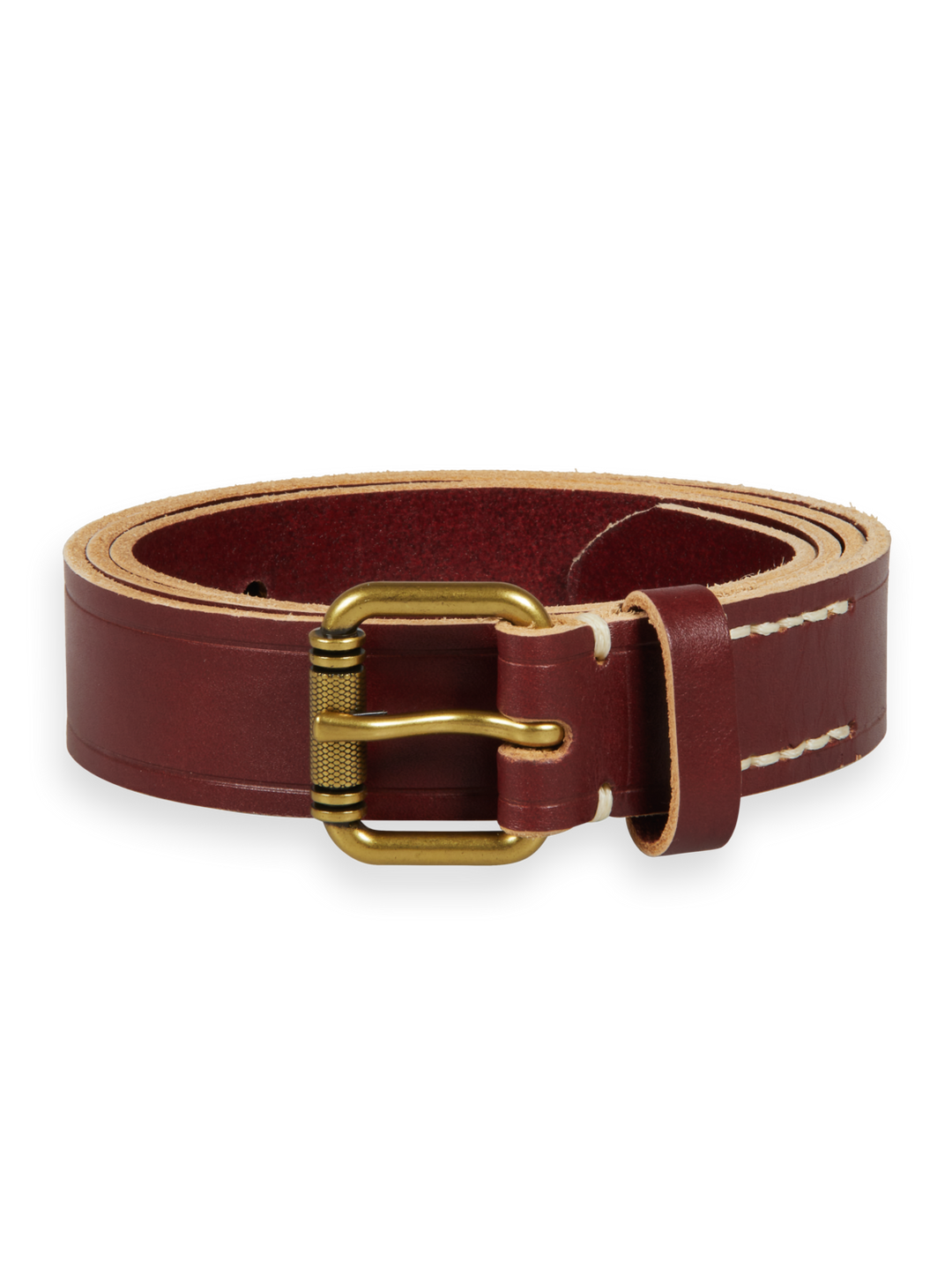 Leather Belt with Raw Edge in Garnet | Buster McGee