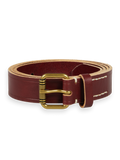 Leather Belt with Raw Edge in Garnet | Buster McGee