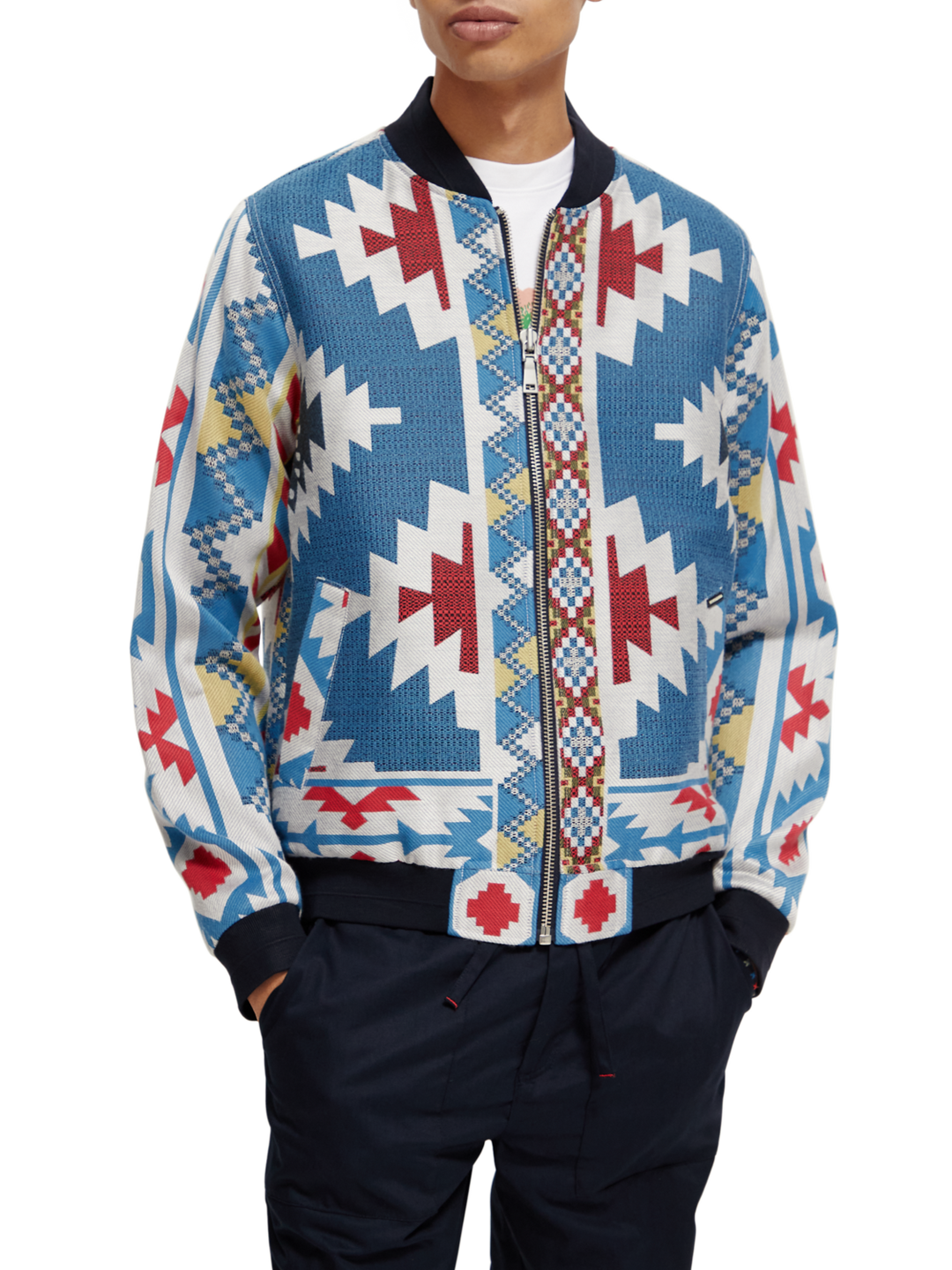 Jacquard Bomber Jacket in Multicolour Jacquard | Buster McGee