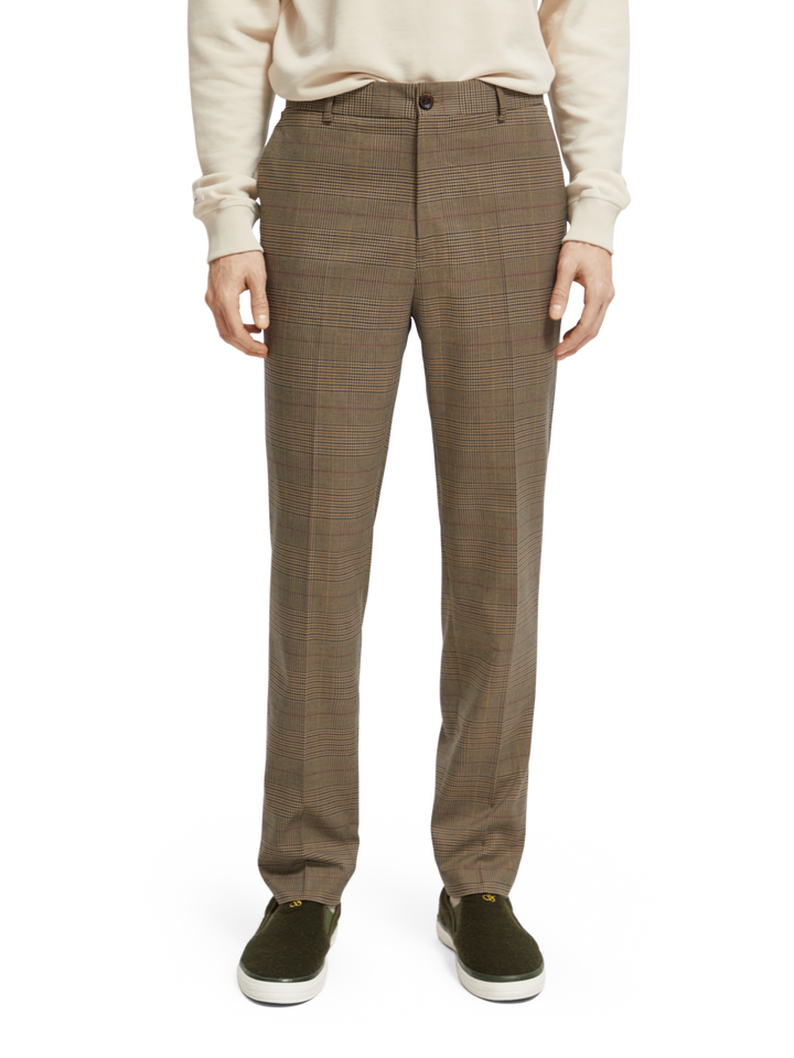 Slim Tapered Fit Checked Chino in Taupe Check | Buster McGee