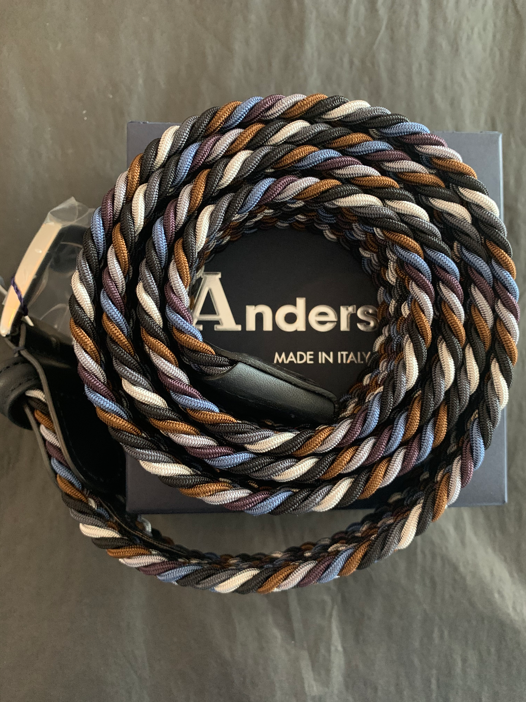Anderson's Multi-Colour Stretch Woven Belt in Blue/Grey/Purple/Brown | Buster McGee Daylesford