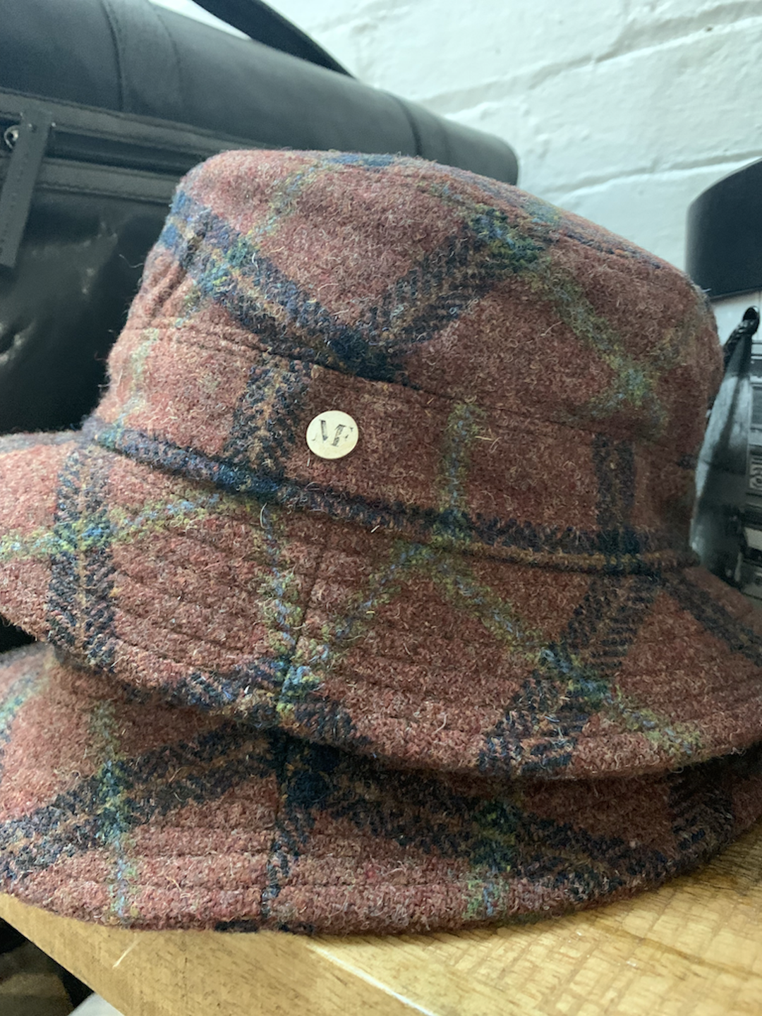 M by Flechet - New Wool Check Walking Hat in Bordeaux | Buster McGee