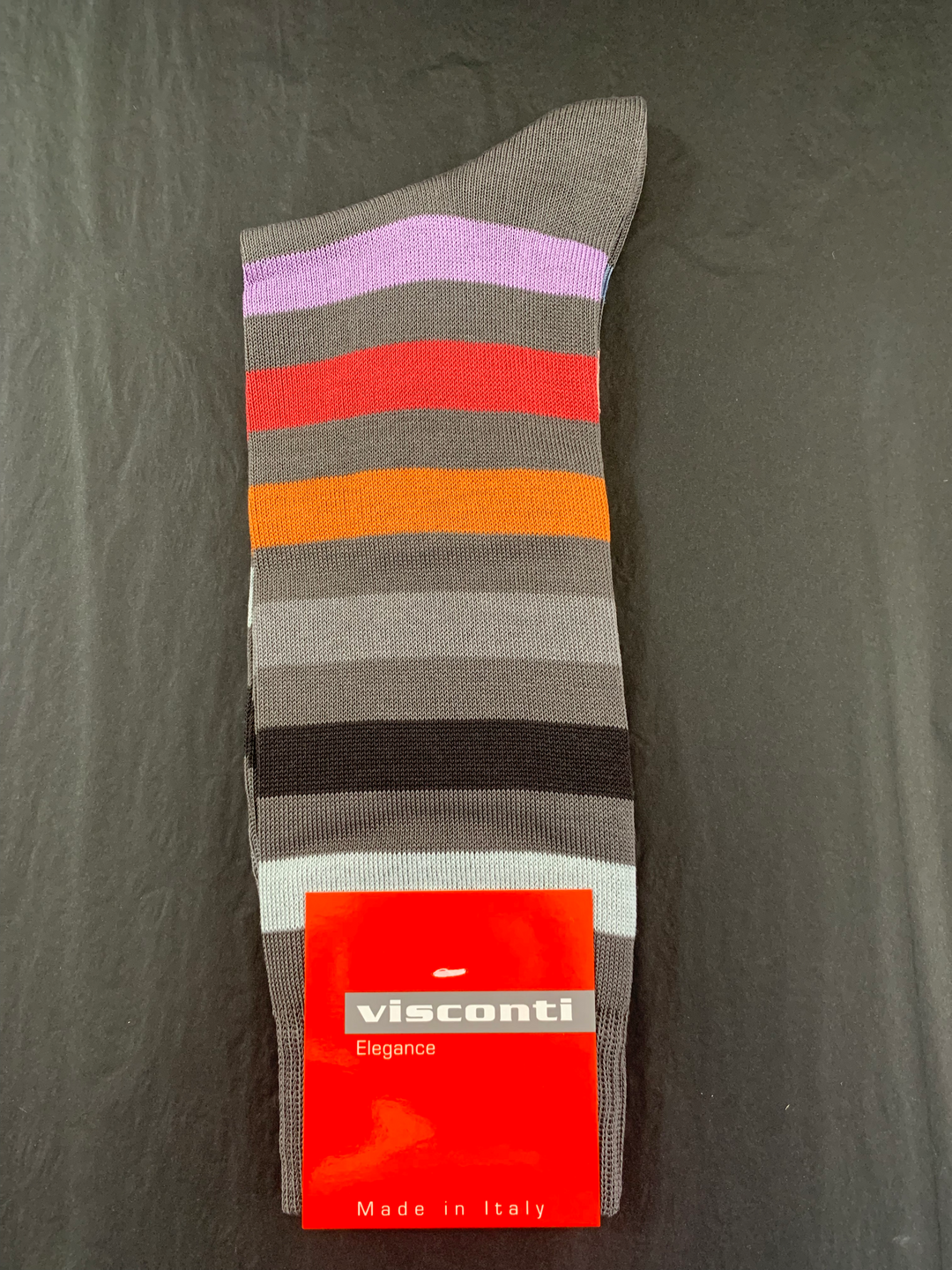 Visconti - Block Stripe Cotton Blend Socks in Grey | Buster McGee Daylesford