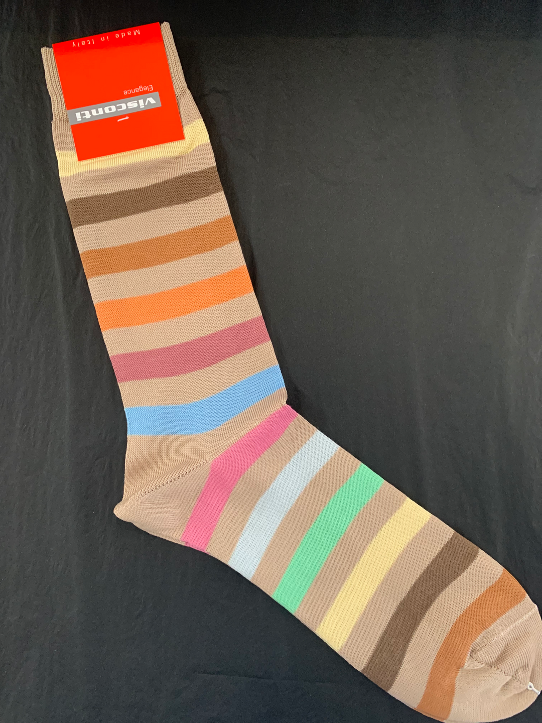Visconti - Block Stripe Cotton Blend Socks in Sand | Buster McGee Daylesford