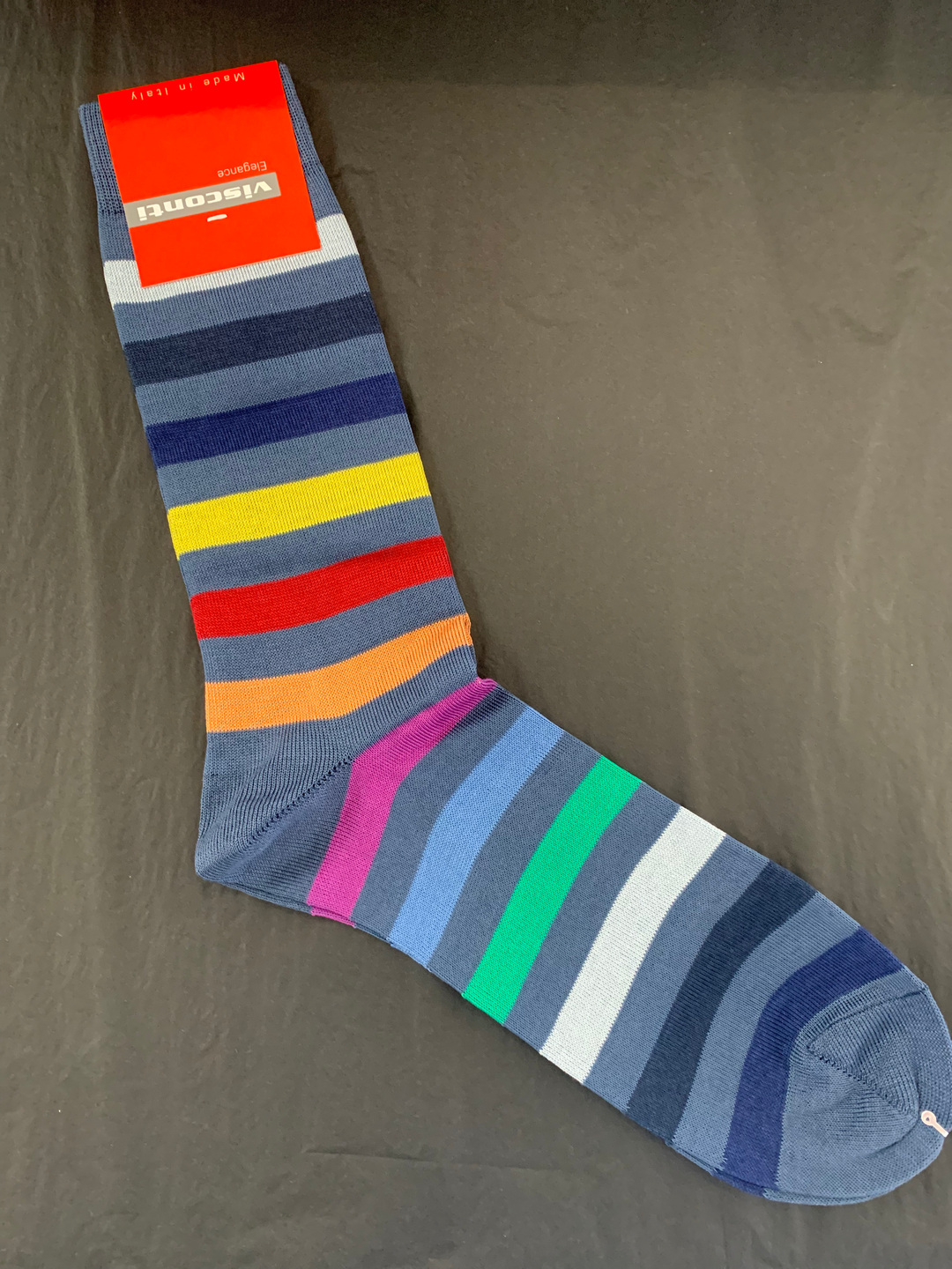 Visconti - Block Stripe Cotton Blend Socks in Avio | Buster McGee Daylesford