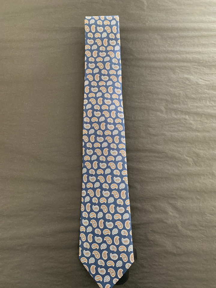 Monti Castello Silk Paisley Print Neck Tie in Navy | Buster McGee 