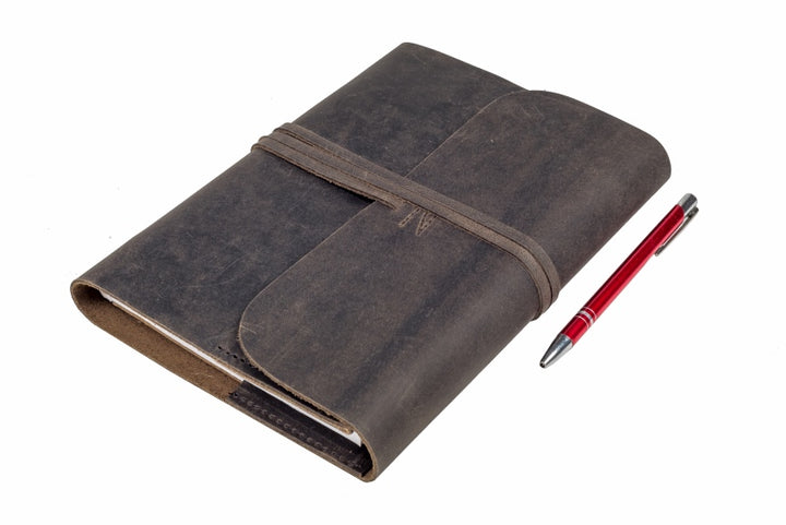 Indepal - Refillable A5 Journal in Charcoal Leather
