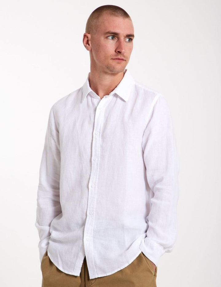 Mr Simple Linen Long Sleeve Shirt / White