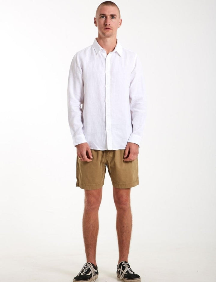 Mr Simple Linen Long Sleeve Shirt / White