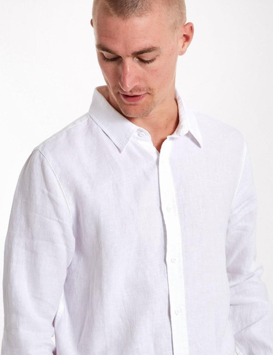 Mr Simple Linen Long Sleeve Shirt / White