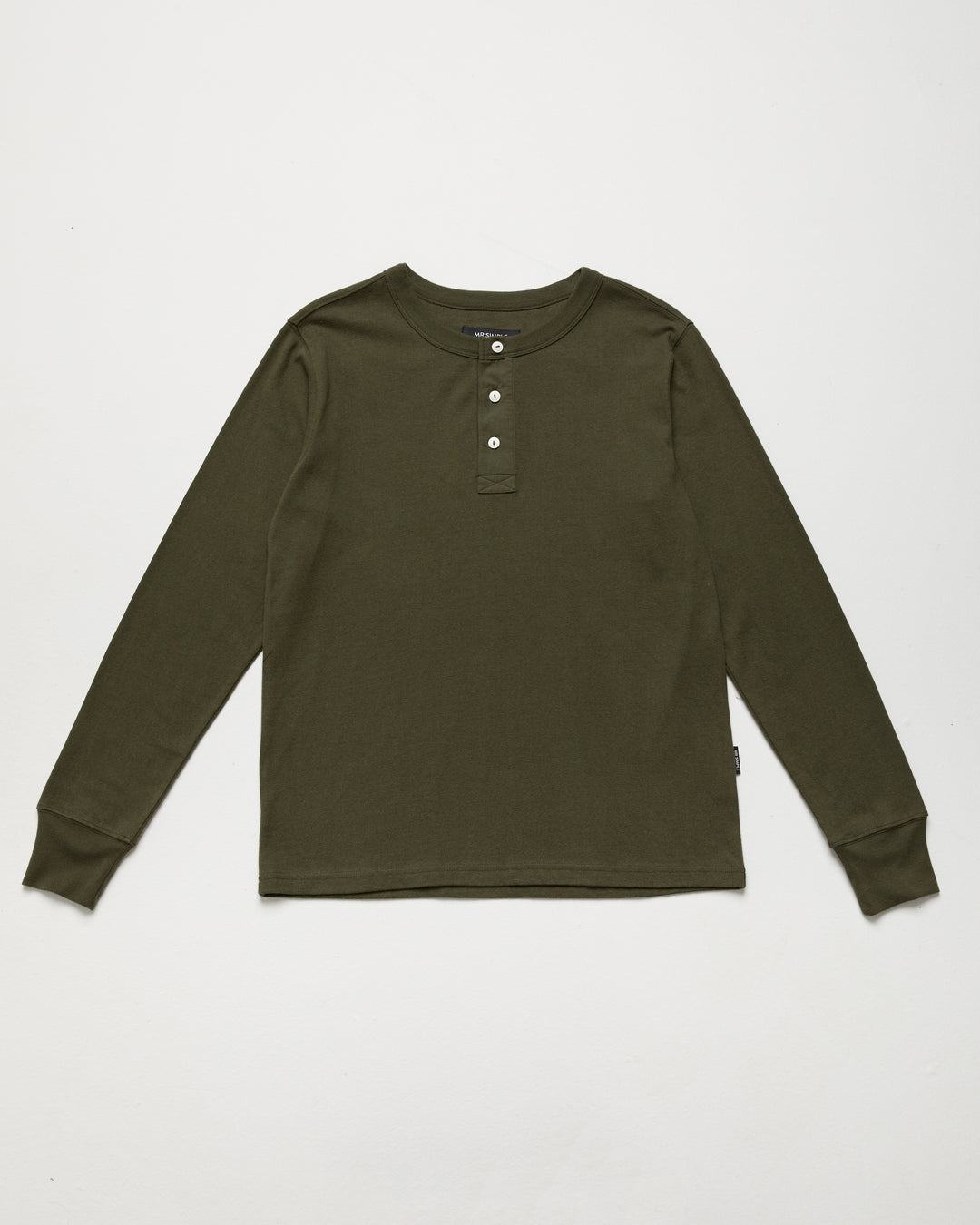 Mr Simple - Henley Longsleeve Tee in Army | Buster McGee Daylesford
