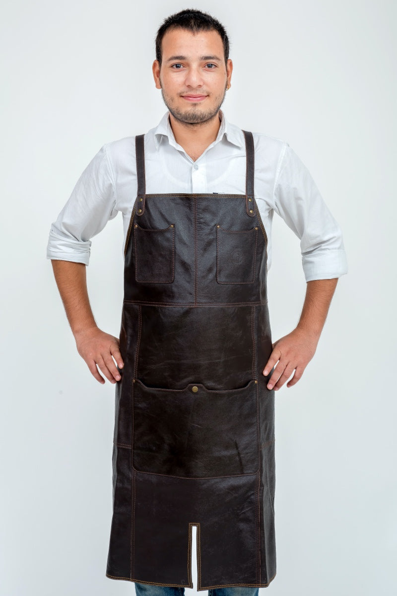 Indepal - Oliver Leather Apron in Brown Leather | Buster McGee Daylesford